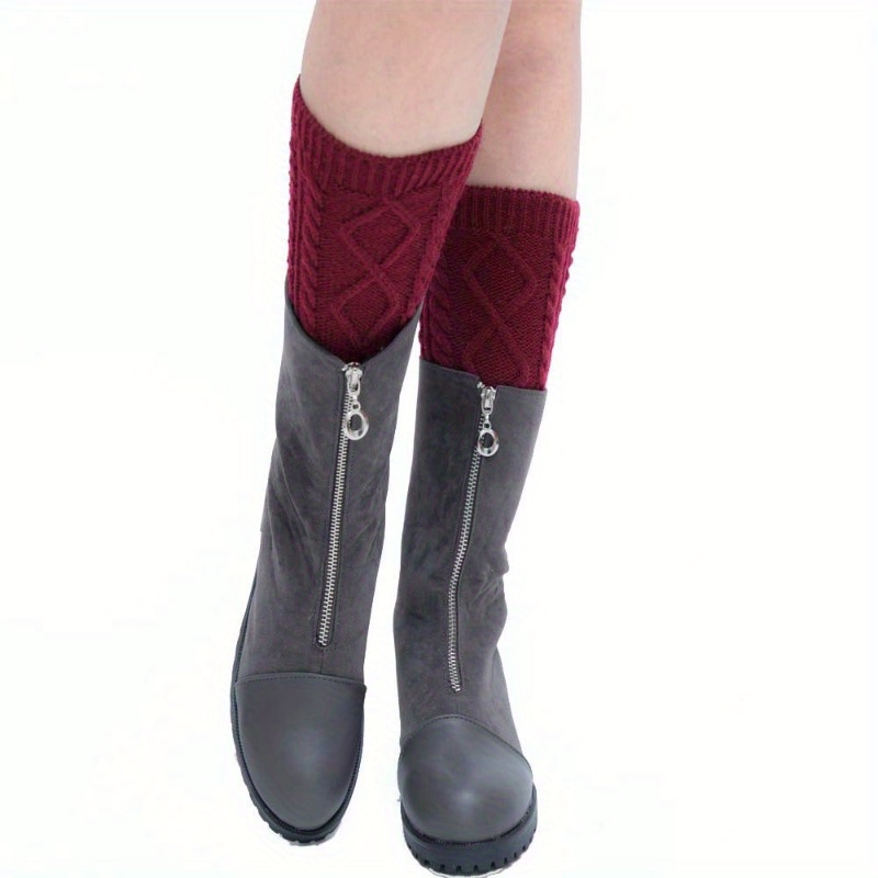 1 Pair Thicken Fall Winter Warm Knitted Knee Warmers Solid Color