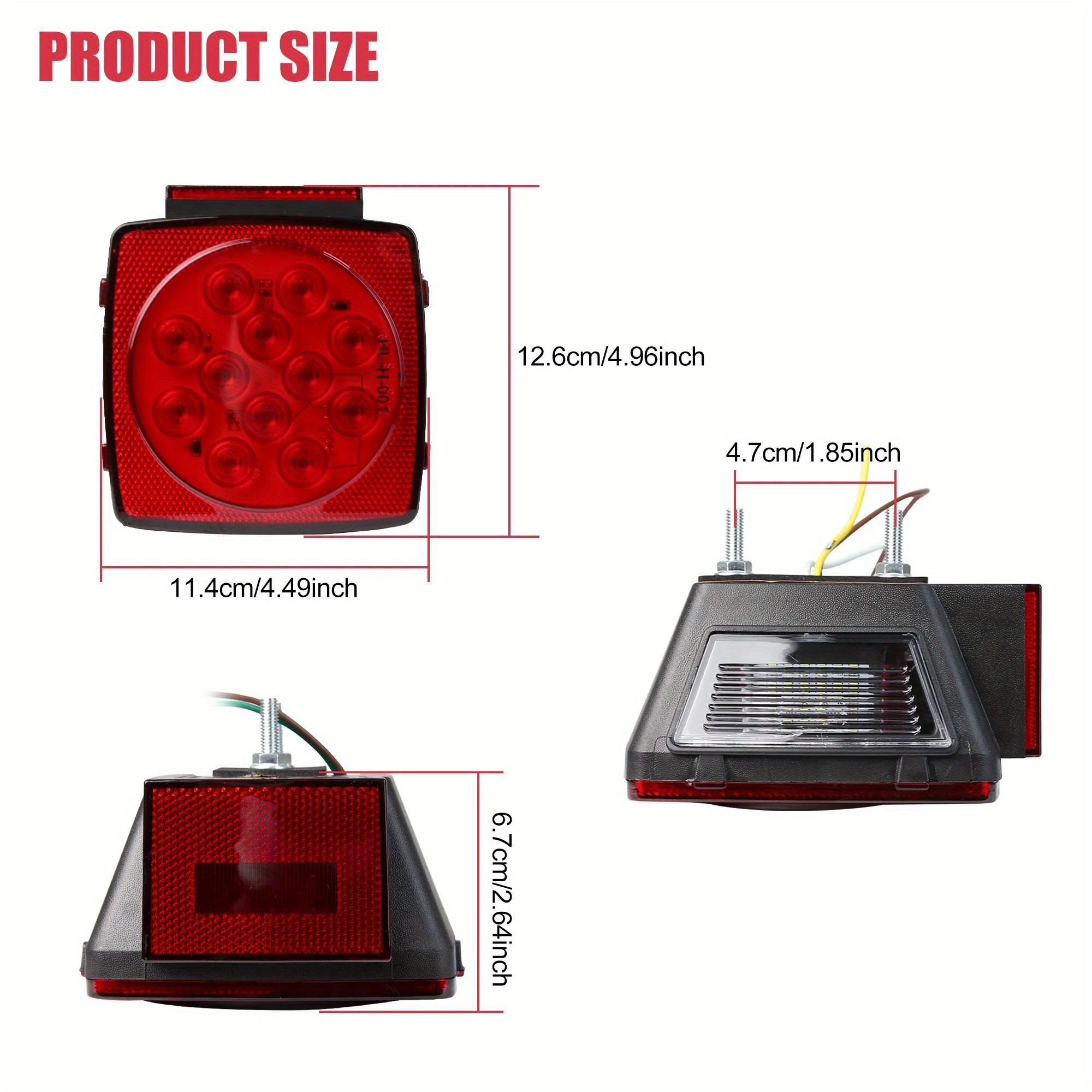 Kit de cableado de luz de remolque y kit sumergible LED de luces cuadradas  para remolque de barco