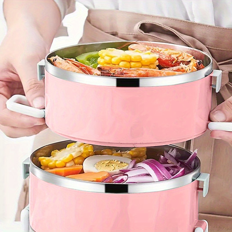 2 Layer Insulated Thermal Round Bento Lunch Box