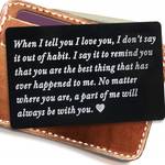 1pc Engraved Wallet Inserts, Wallet Card, Wedding/Birthday/Anniversary Gifts For Husband & Boyfriend