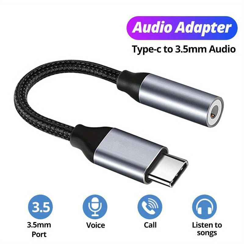 Adaptador de Audio USB tipo C a 3,5mm, Conector de auriculares de