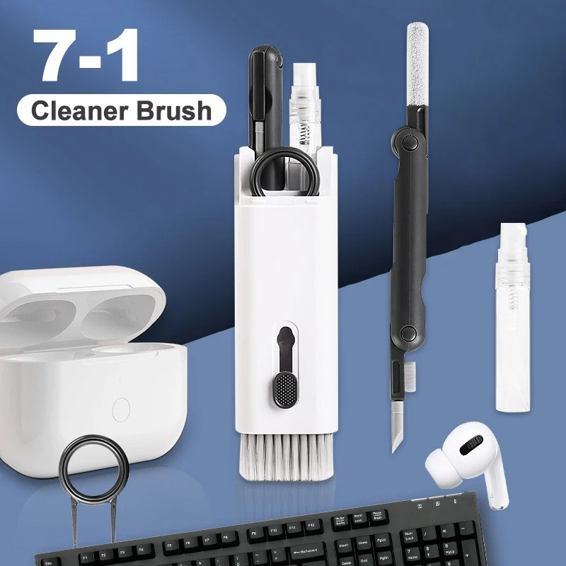 Kit de limpieza 8 en 1 con spray de actualización multifuncional  electrónica Kit de limpieza de teclado, Airpod Pro limpiador de lápiz de  limpieza