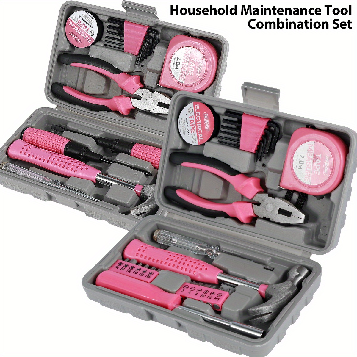 Bolsa de herramientas rosa con 43 herramientas rosadas, juego de  herramientas para mujeres, destornilladores, martillo, herramientas  manuales para