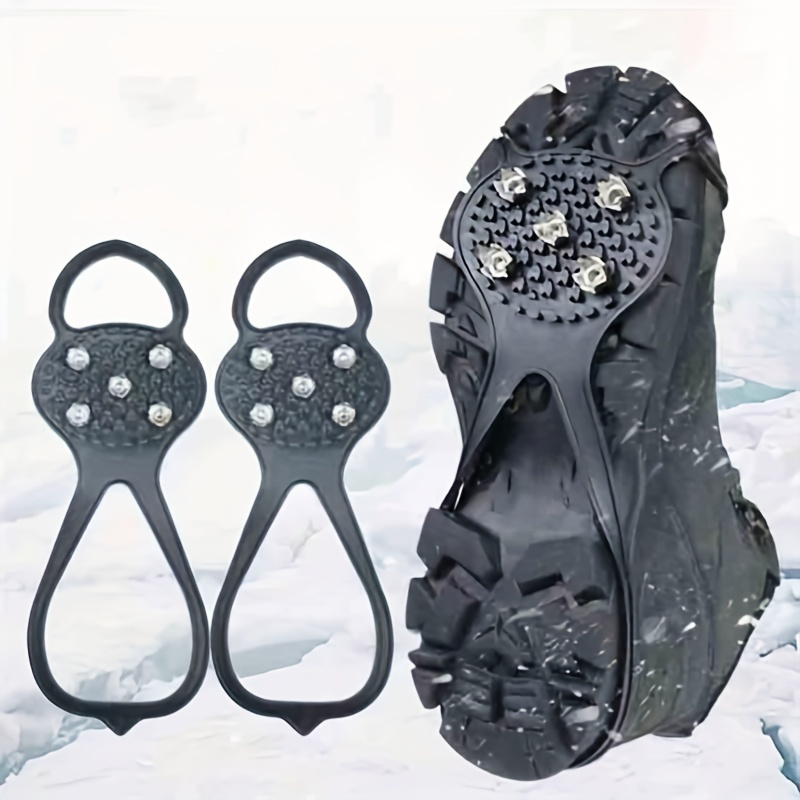 Traction Crampons Antidérapant sur Chaussures/Bottes 10 Clous à Neige Grips Crampons  Crampons Pointes（Taille M）