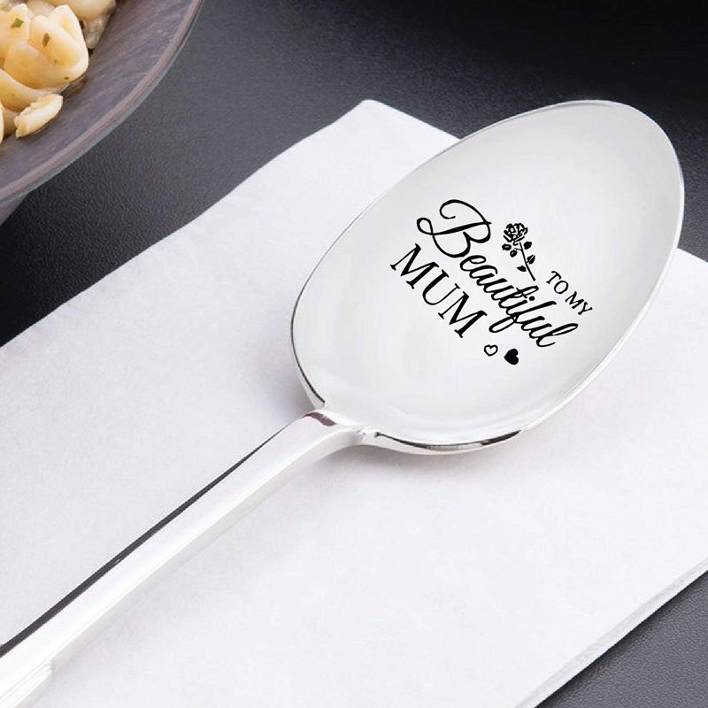 To My Beautiful Mum Engraved Spoon Coffee Spoon For Cafe - Temu