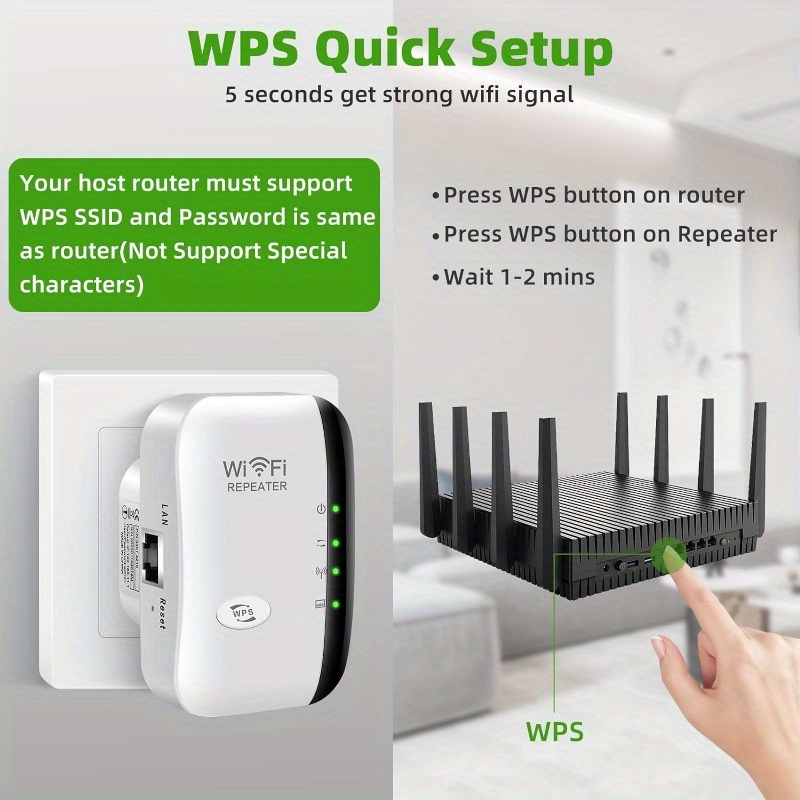 Extensor de alcance WiFi de hasta 2640 pies cuadrados y 25  dispositivos repetidor WiFi, amplificador de largo alcance con puerto  Ethernet, punto de acceso, configuración de 1 toque, compatible con Alexa