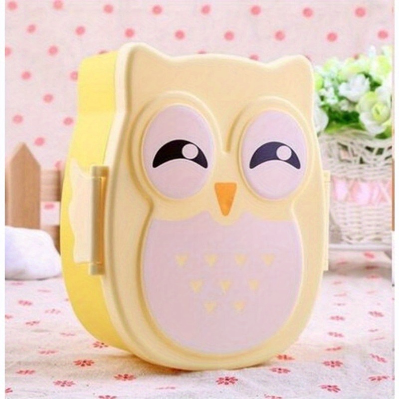 Cute Kids Cartoon Owl Plastic Lunch Box Portable Bento Box Food