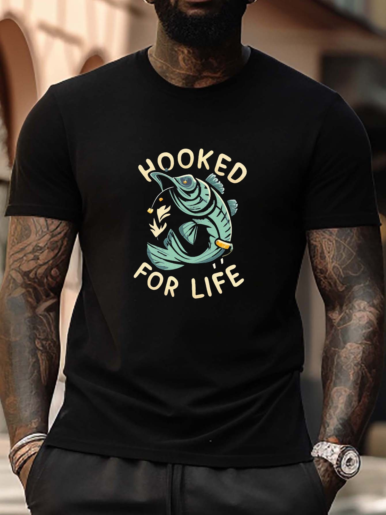 Hooked for Life Short Sleeve Tee, Mens Clothing