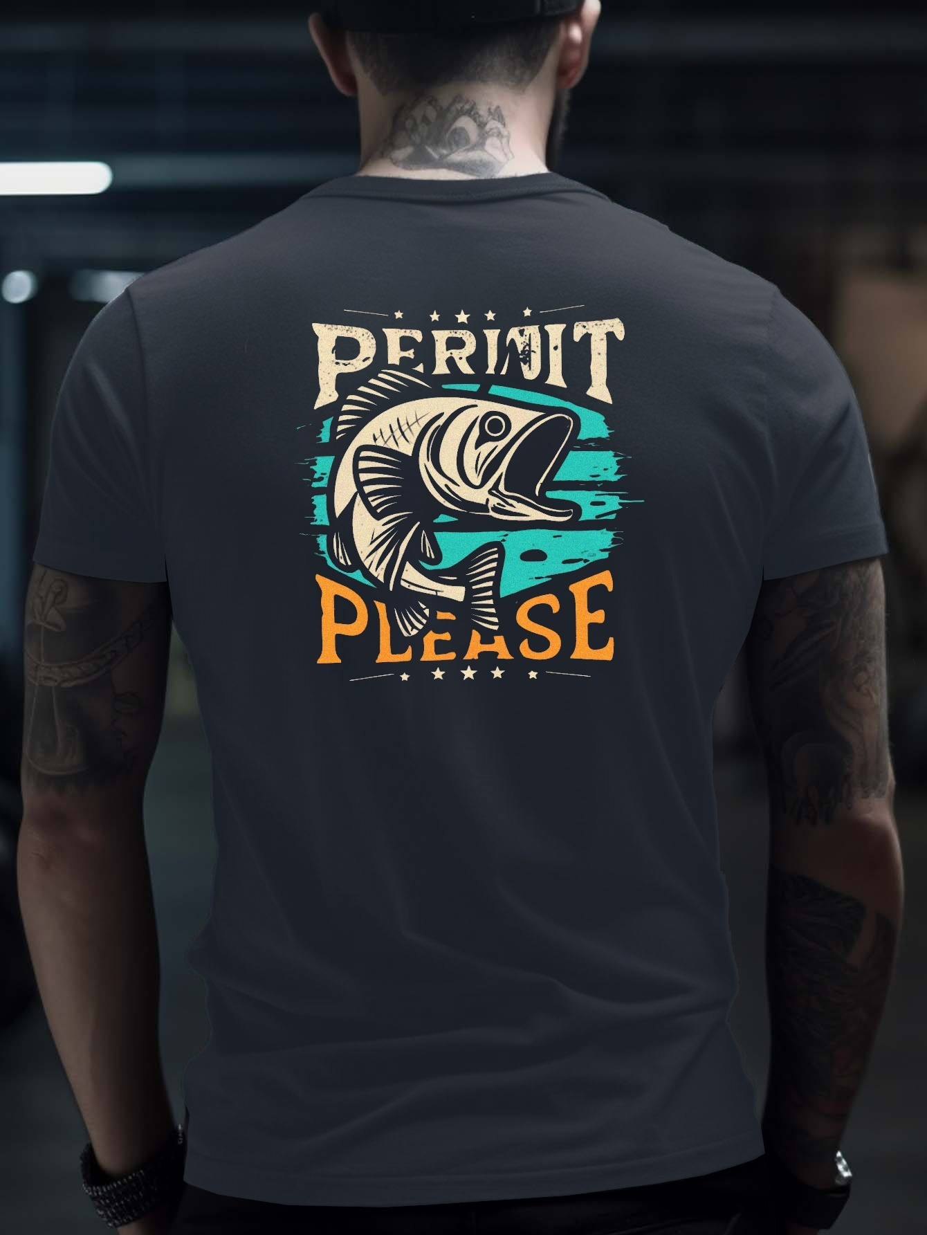 Vintage Fish Print Men's Trendy Short Sleeve T shirts Comfy - Temu