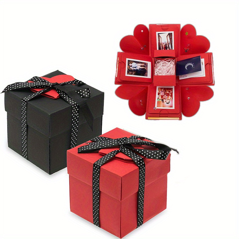  Caja sorpresa de regalo para novio, caja de explosión de  bricolaje con 4 caras, caja de fotos hecha a mano montada, álbum de  recortes, caja de regalo para cumpleaños, día de