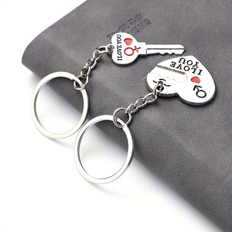 Teclado De Mouse Romântico Esculpido Love Couple Keychain Lo - Foto 4