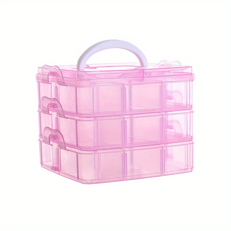 1pc 3-Tier 18-Grid Transparent Adjustable Stackable Compartment Slot  Plastic Storage Box for Organizing Toys, Jewelry, and Accessories