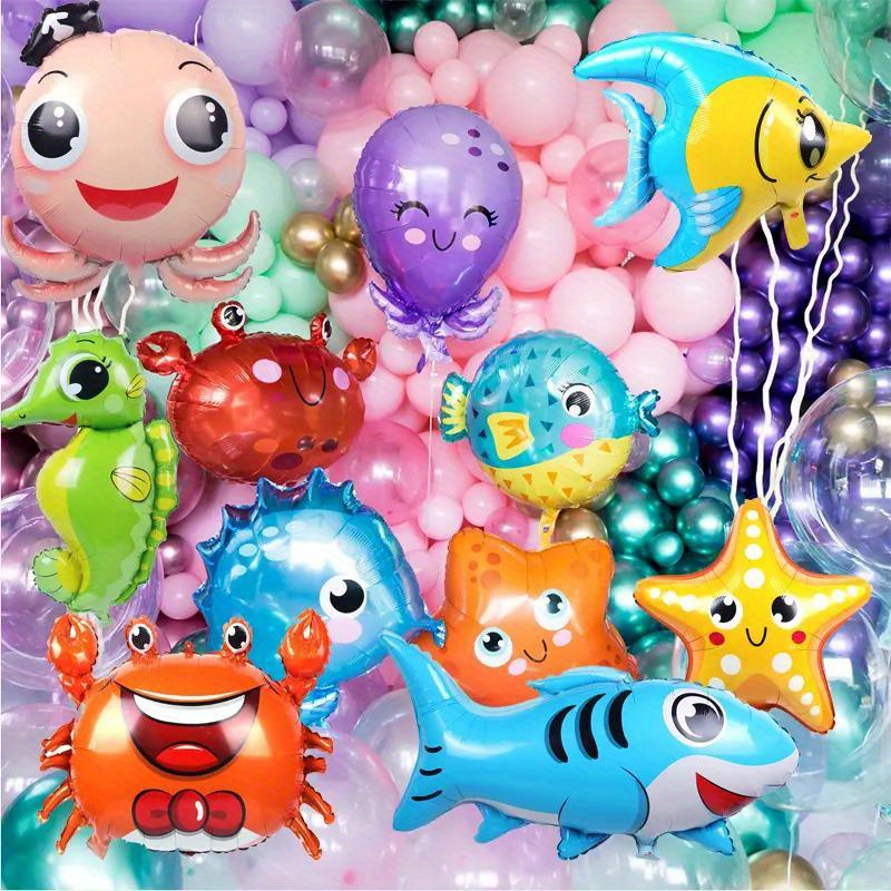 Cute Sea Animal Foil Balloons (random) Ocean Theme Party - Temu