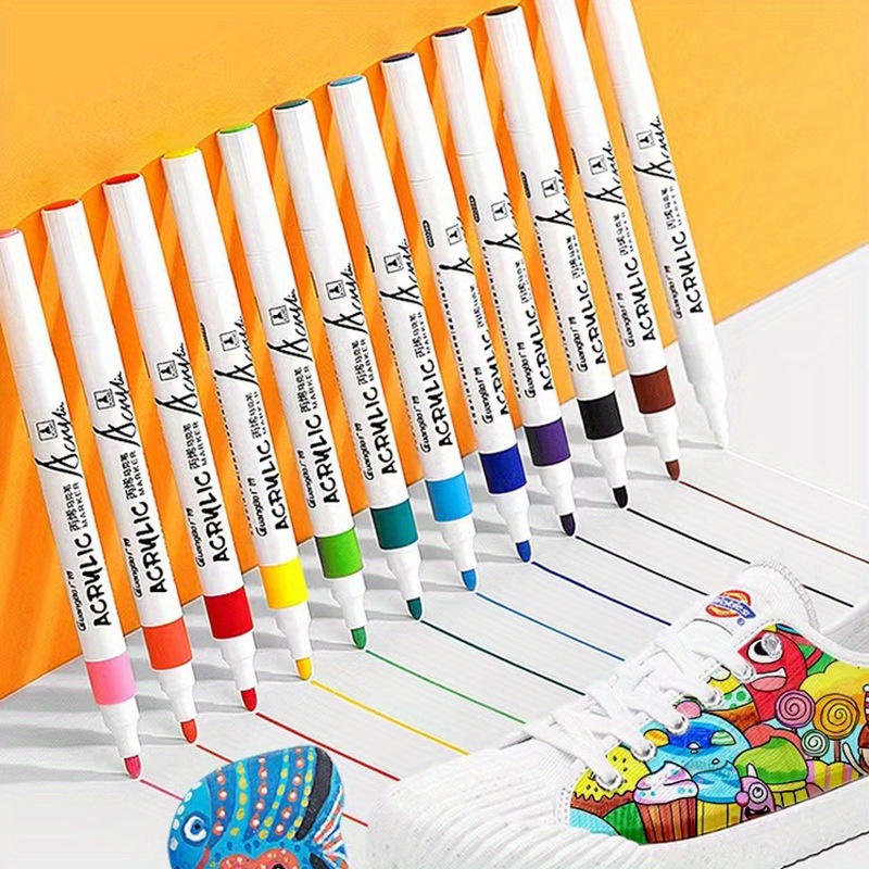 Caneta acrílica marcador, 48color permanentes canetas feltletes  impermeáveis para pintar pedras, diy álbum de foto, Pens_gift de acrílico  plástico de G