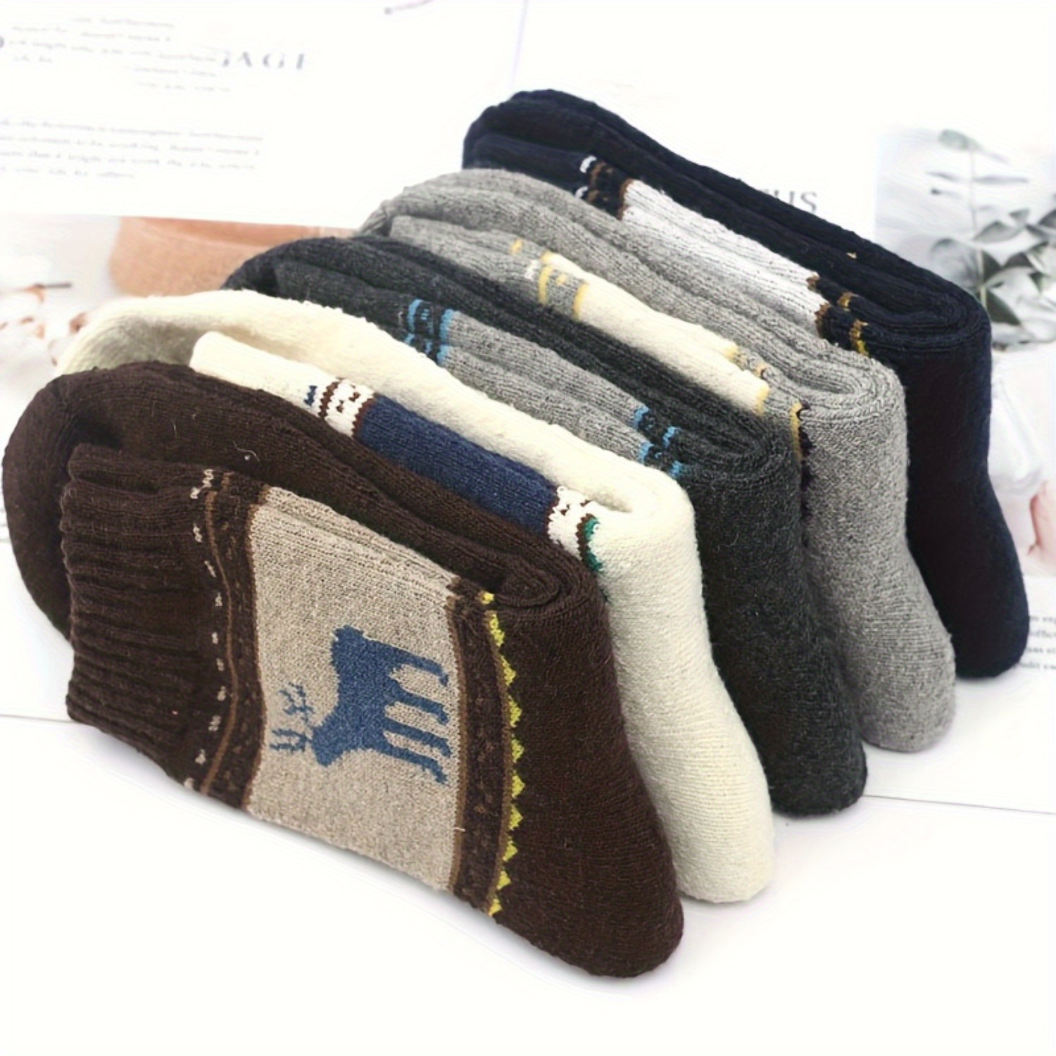 5 Pairs Thick Warm Wool Socks for Men