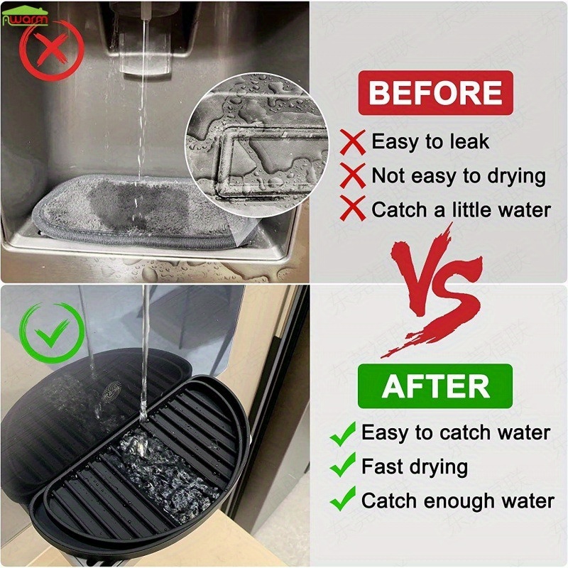 1pc Refrigerator Drip Tray Collector, 2 In 1 Cuttable Refrigerator Drip Tray,  Splash Guard Collector, Rectangular And Half Round Refrigerator Spill Mats  For Refrigerator, Ice Maker And Water Dispenser, Grey