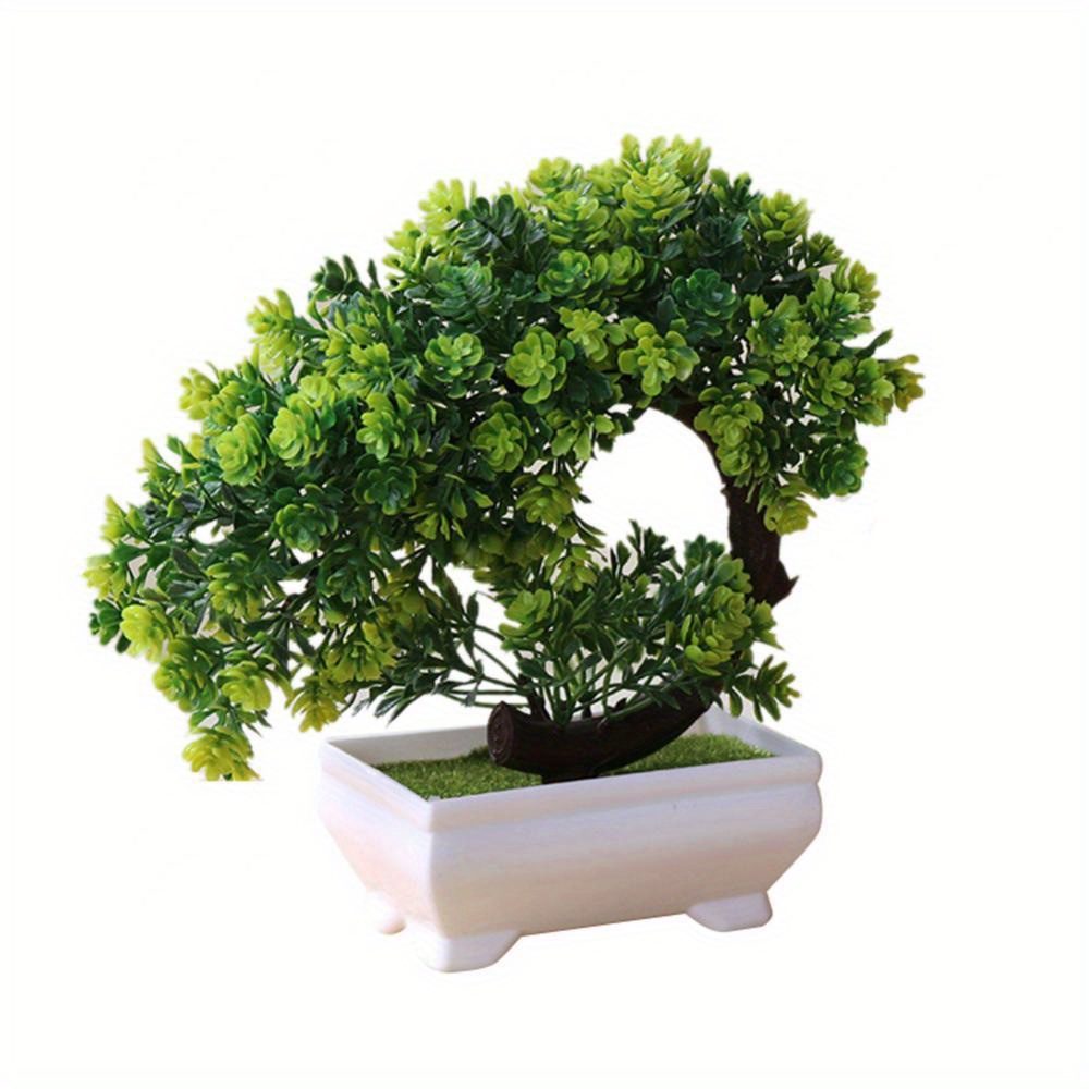 TEMU 1pc, Simulation Fake Potted Bonsai Tree Artificial Plant Desk Ornament Home Room Decor Realistic Faux Tree Wood Simulation De Plants