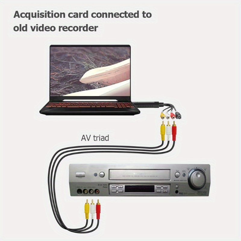 VHS to Digital Converter USB 2.0 Video Capture Card Device Old VHS VCR Mini  DV Hi8 DVD to Digital Converter for MAC/PC RCA to USB Audio Video