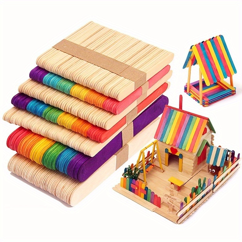  1000 Pcs Colored Popsicle Sticks For Crafts, 4.5 Inch  Colored Wooden Craft Sticks, Ice Cream Sticks, Rainbow Popsicle Sticks,  Great For DIY Craft Creative Designs And Children Education
