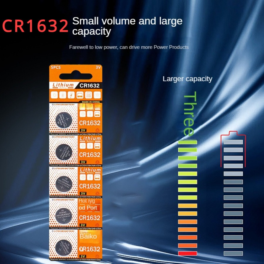 Pila tipo botón de litio CR1632 pack de 5 unidades