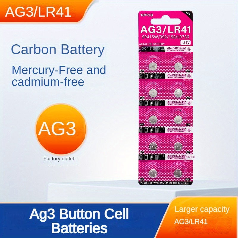 AG3 10 Piles Alcalines AG3 / LR41 / 392 1,5V Cellectron