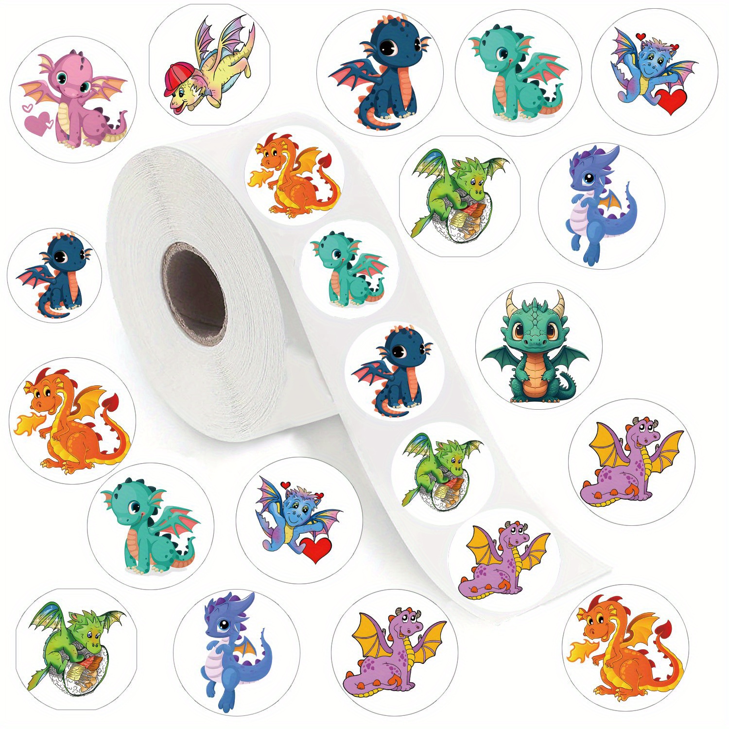 

500pcs/roll Self-adhesive Flying Dragon Stickers, Rewards & Office Decoration Sticker Label Decorated Suitcase Water Bottle Diy Phone Laptop Computer Skateboard
