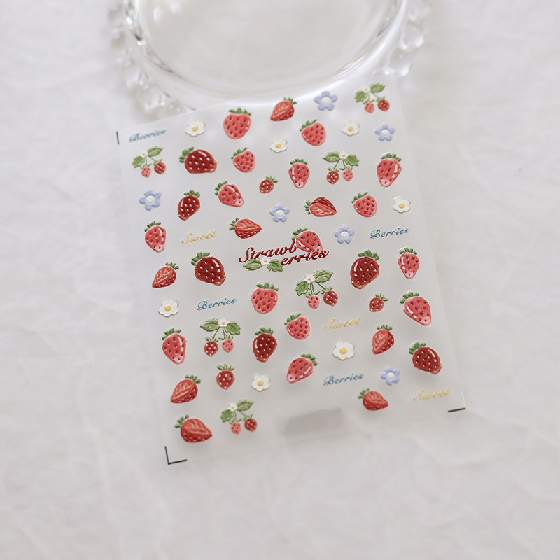 

Strawberry Design Nail Art Stickers, Nail Art Decals For Nail Art Decoration, Self Adhesive Nail Art Supplies For Women And Girls