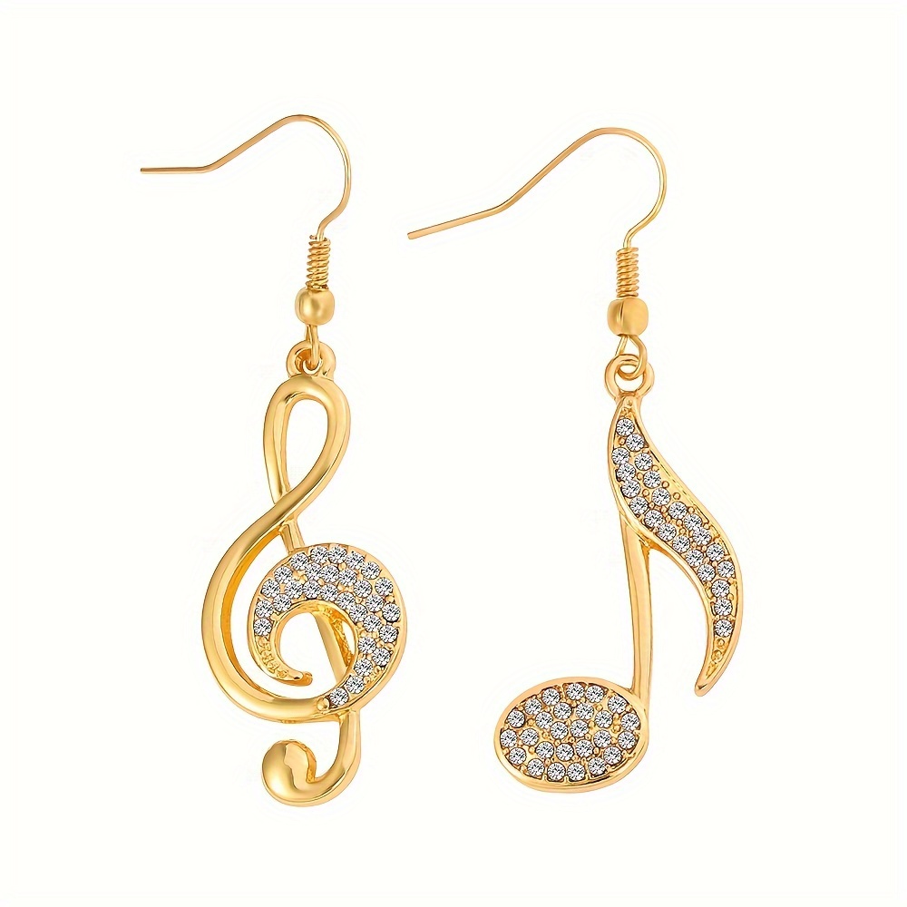 exquisite golden music note shiny dangle earrings girls jewelry   2
