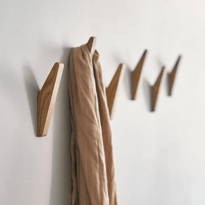 Natural Wood Clothes Hanger Wall Mounted Coat Hook - Temu