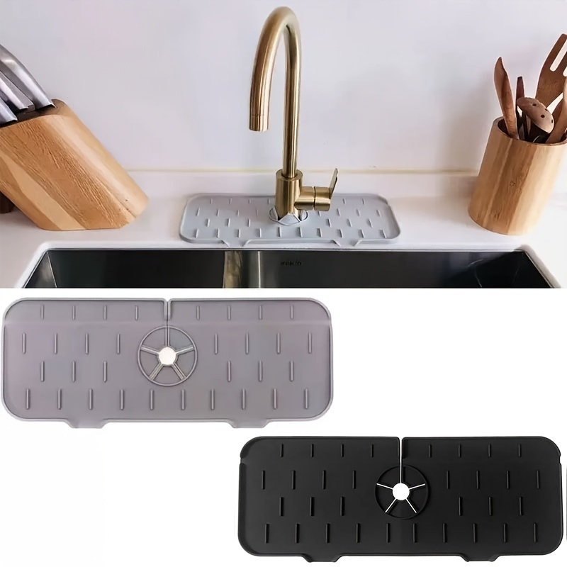 3PCS Silicone Faucet Mat for Bathroom, Faucet Water Catcher Mat, Kitchen  Sink Splash Guard, Drying Countertop Granite Bar, Sink, Draining Pad Behind  Faucet, Drip Protector Splash Countertop 