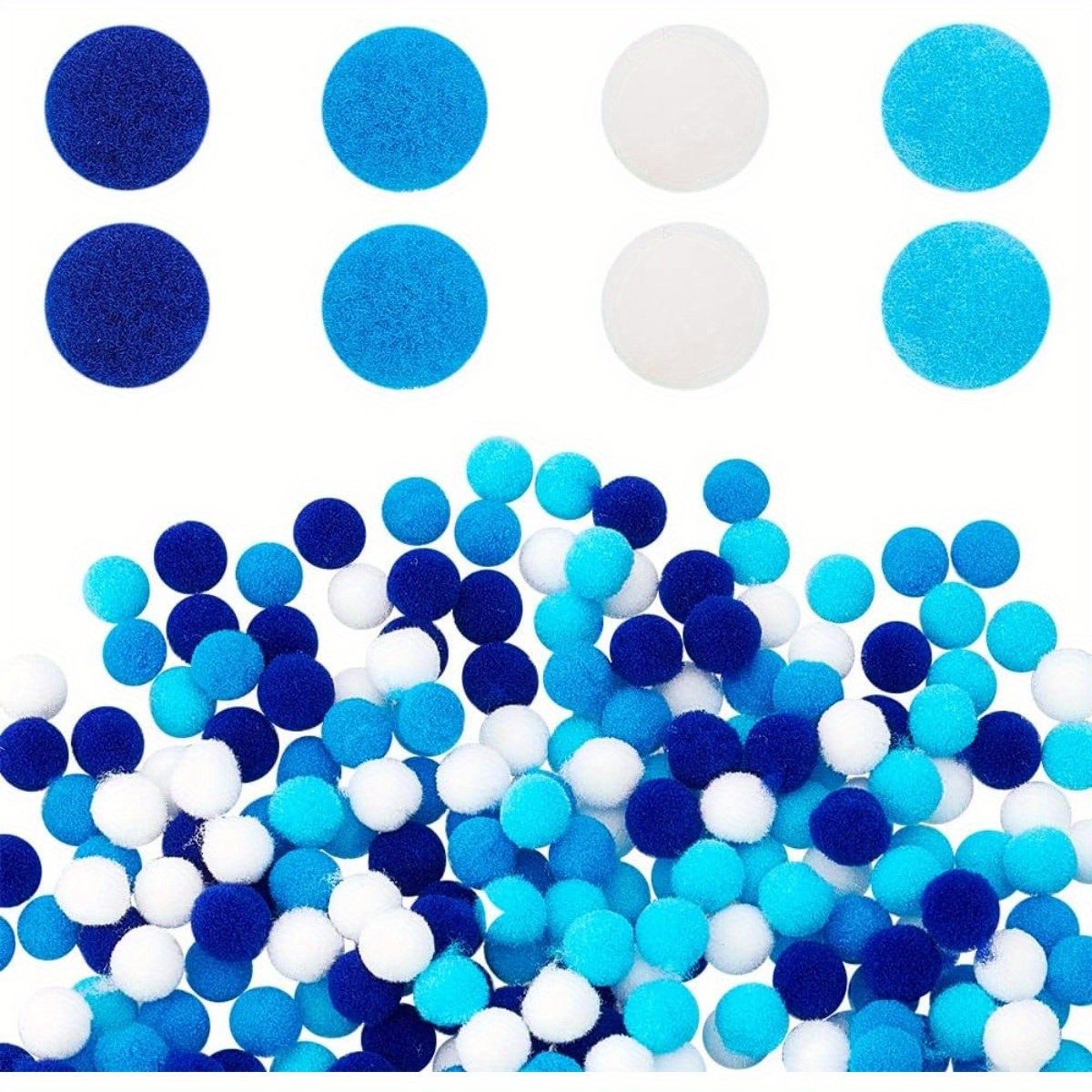 500pcs Boules De Pompons, 10mm Boules D'artisanat Boules De Pompons Bleus  Petits Pompons Moelleux Pour