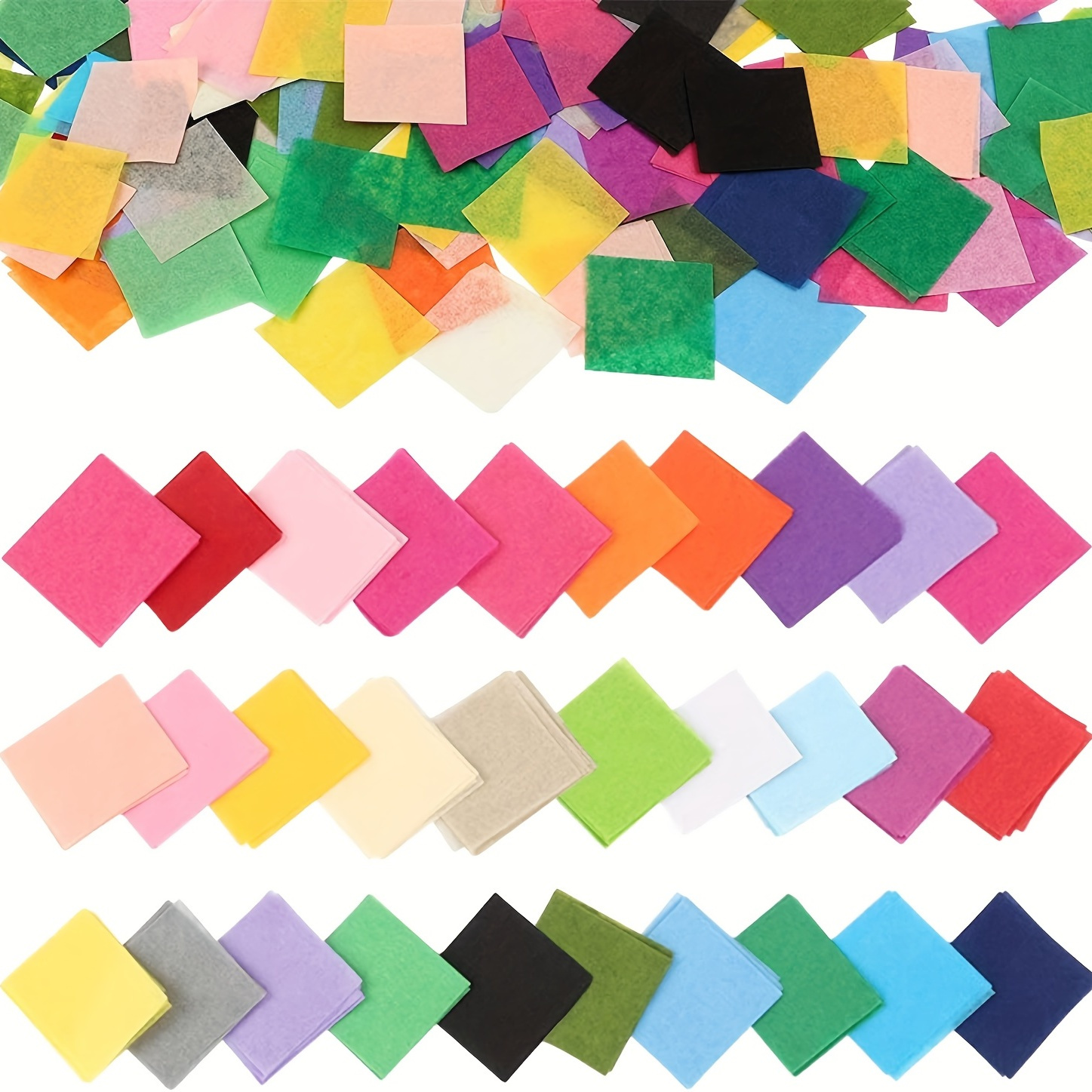 Image of 1200pcs Assorted Colors Tissue Paper Squares - Precut Craft Paper For Diy Scrapbooking, Arts & Crafts Projects, Halloween, Thanksgiving, Christmas Decorations