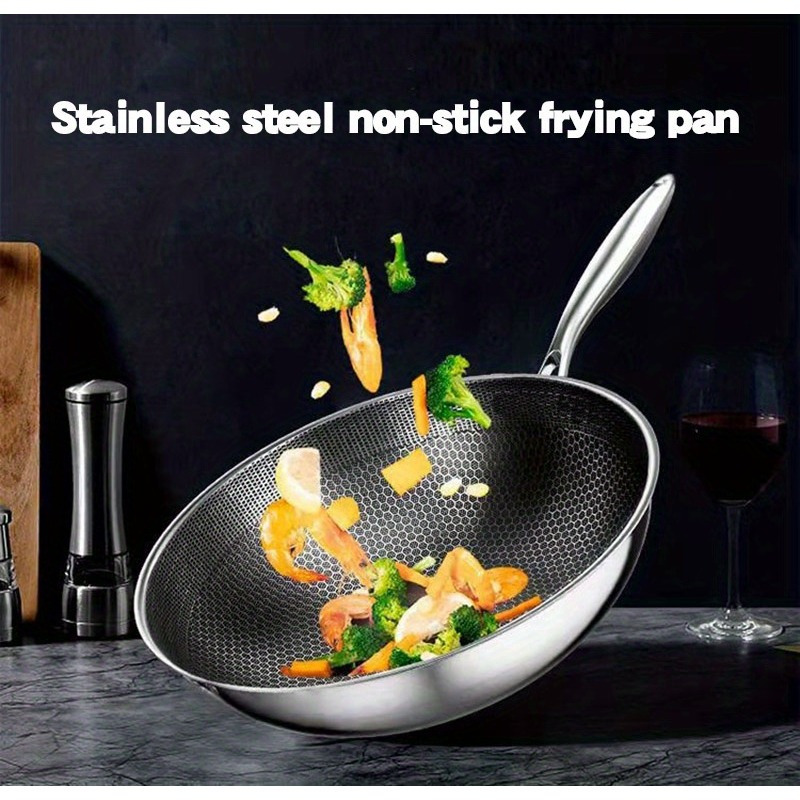 Honeycomb Non-stick Pan, Frying Pan, Household Stainless Steel Oil-free,  Smoke-free Frying Pan, Flat-bottomed Pan, Electromagnetic Stove, Gas Stove  - Temu