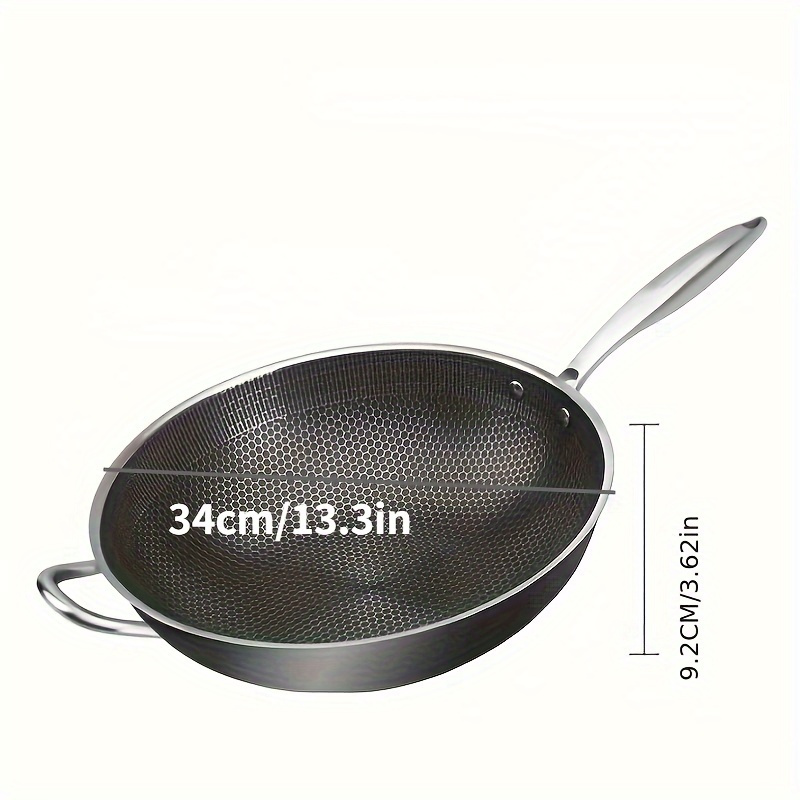 Non-stick Wok With Lid, Stainless Steel Honeycomb Coating Deep Frying Pan,  For Gas Stovetop And Induction Cooker, Kitchen Utensils, Kitchen Gadgets,  Kitchen Accessories - Temu
