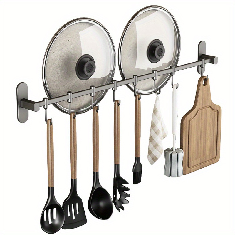 Soporte para utensilios de cocina para colgar en la pared, estante de  hierro forjado con 10 ganchos en S para colgar utensilios de cocina y  utensilios