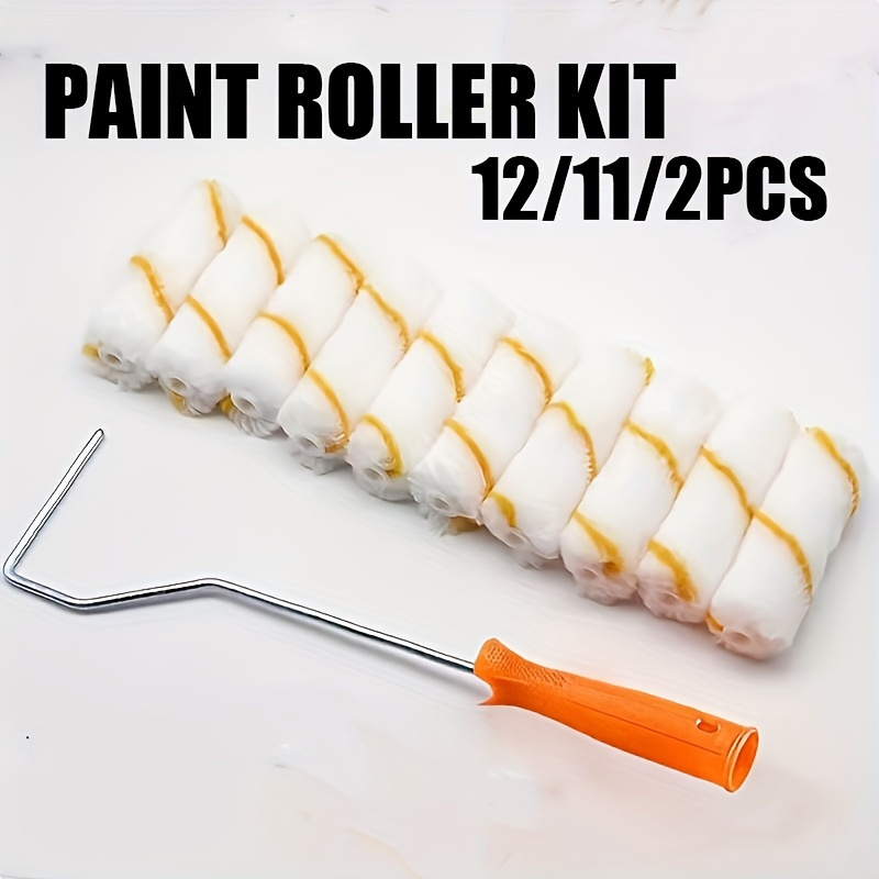 Kit de 11 rodillos de pintura, rodillo de pintura pequeño con 10 cubiertas  de 4 pulgadas, mini rodillo de pintura con marco de rodillo largo, rodillos