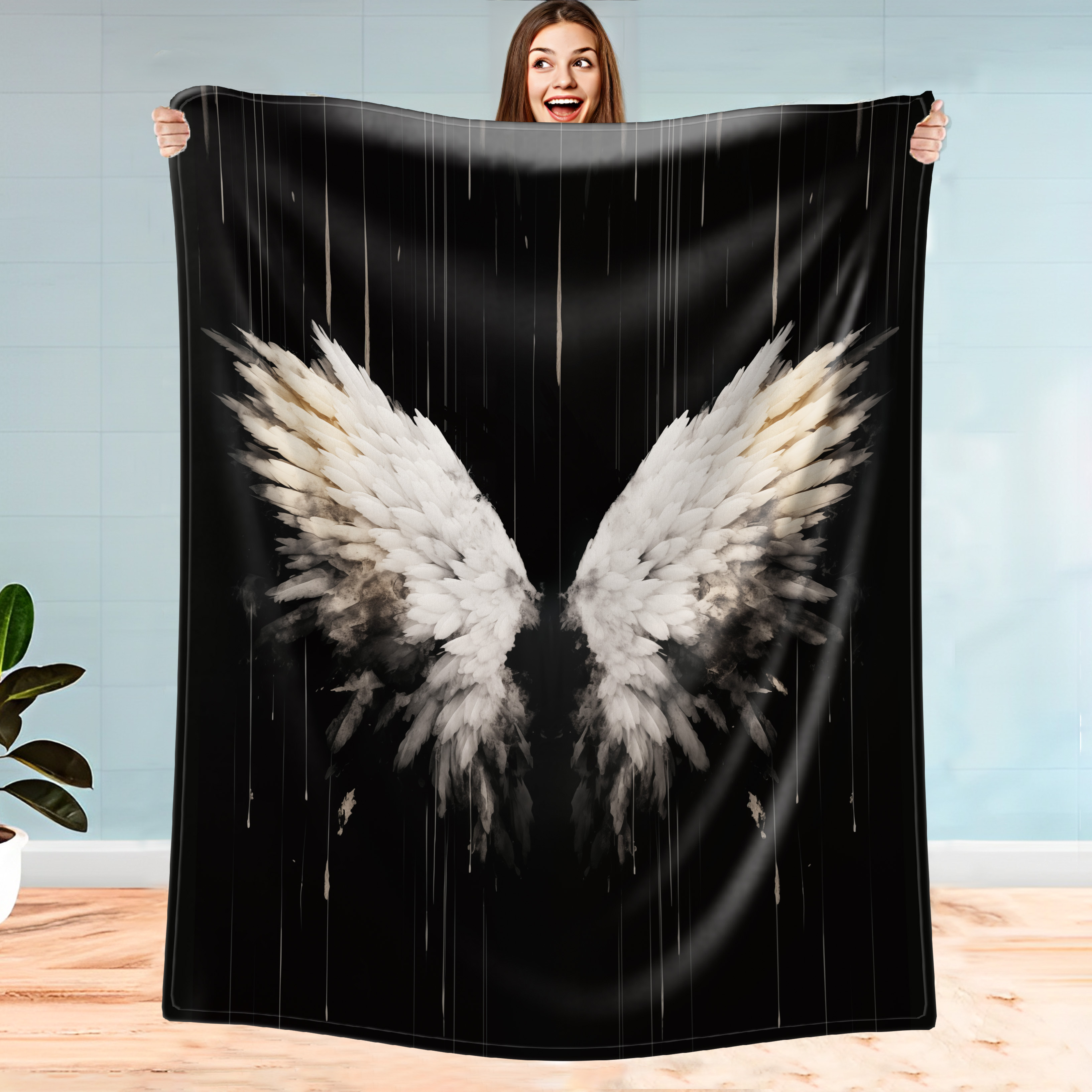 

1pc Wings Flower Blanket, Nap Blanket, Sofa Blanket, Soft And Comfortable Blanket, Holiday Gift Bedding