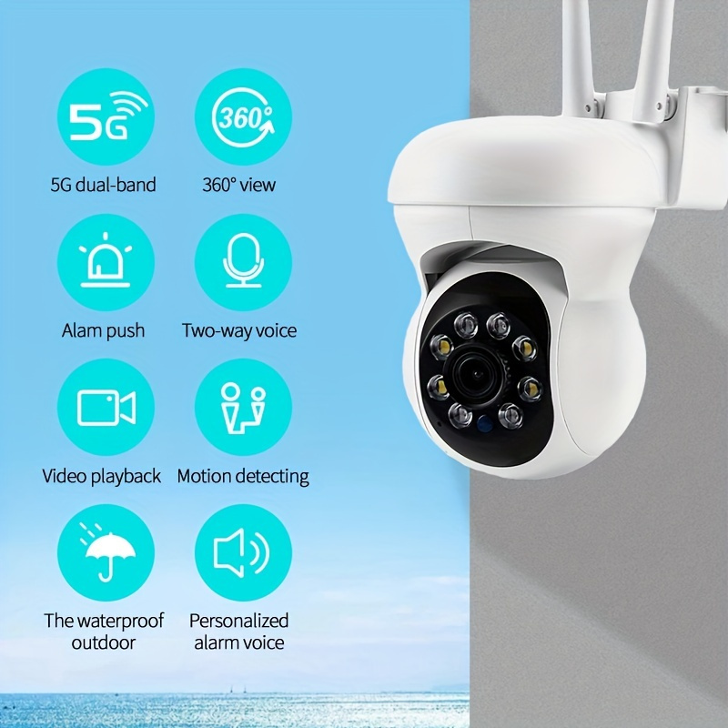 5G Camera Outdoor wifi Security Camera,5Ghz/2.4Ghz Dual Bands WiFi Home  Surveillance Camera,360° View Pan Tilt Camera,Auto Tracking,Two Way Talk,HD