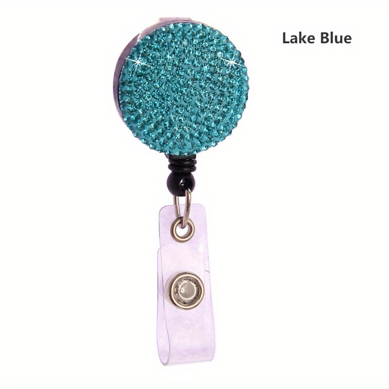 Fashion Lake Blue Id Name Badge Holder Bling Retractable - Temu United  Kingdom