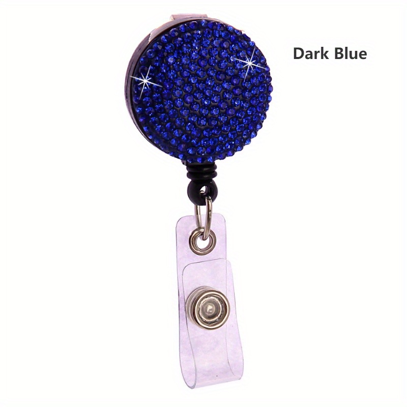 Shiny Rhinestone Telescopic Card Cover Buckle Badge Reel - Temu