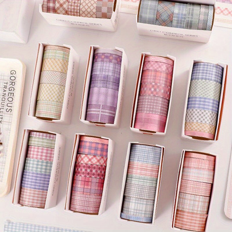 Boxed Basic Style Washi Tape Simple Plaid Tape Journal Diary