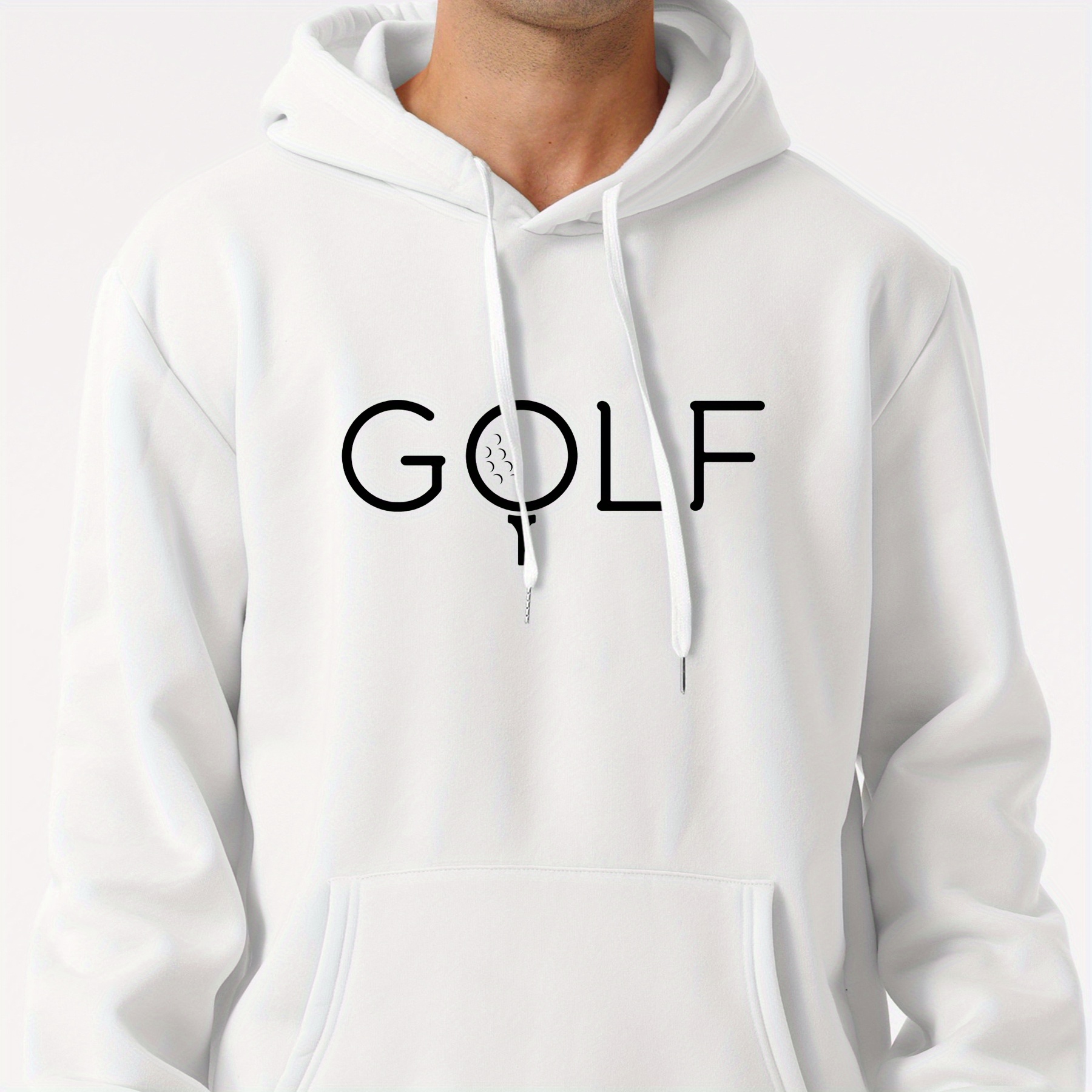 

Capital Letter Golf Print Men's Pullover Round Neck Hooded Sweatshirt Print Hoodie Casual Top For Autumn Winter Men's Clothing As Gifts