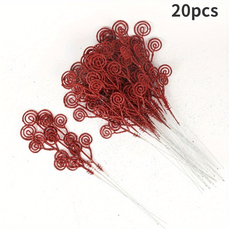 Artificial Glitter Candy Circle Spray Leaf Picks Christmas - Temu