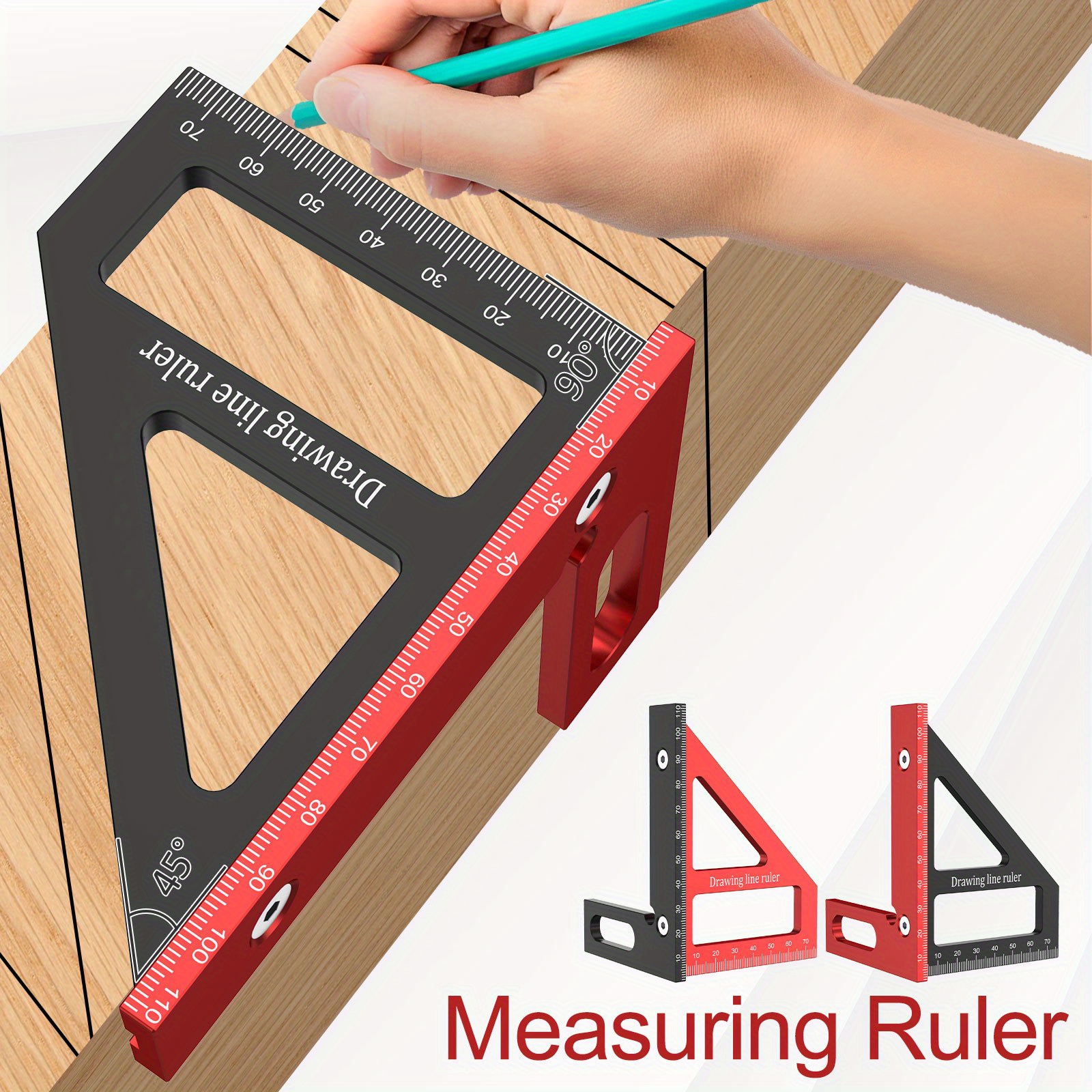 Équerre de charpentier de 17,8 cm, règle triangulaire rouge, règle  triangulaire en alliage d'aluminium de haute précision, outil de mesure  pour ingénieur charpentier (impérial) : : Outils et Bricolage