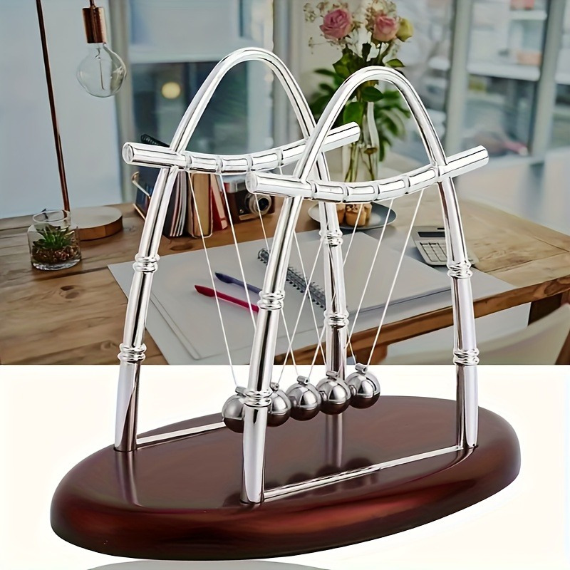 Berceau pendule Newton avec 5 boules - Jeu de science / gadget de  décoration de bureau