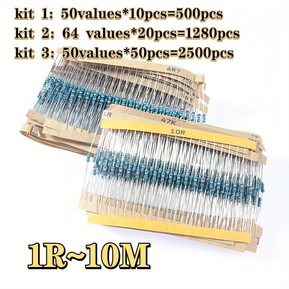 Metal Film Resistor Assortment Kit 1% 1r~ Ohm Resistance Diy