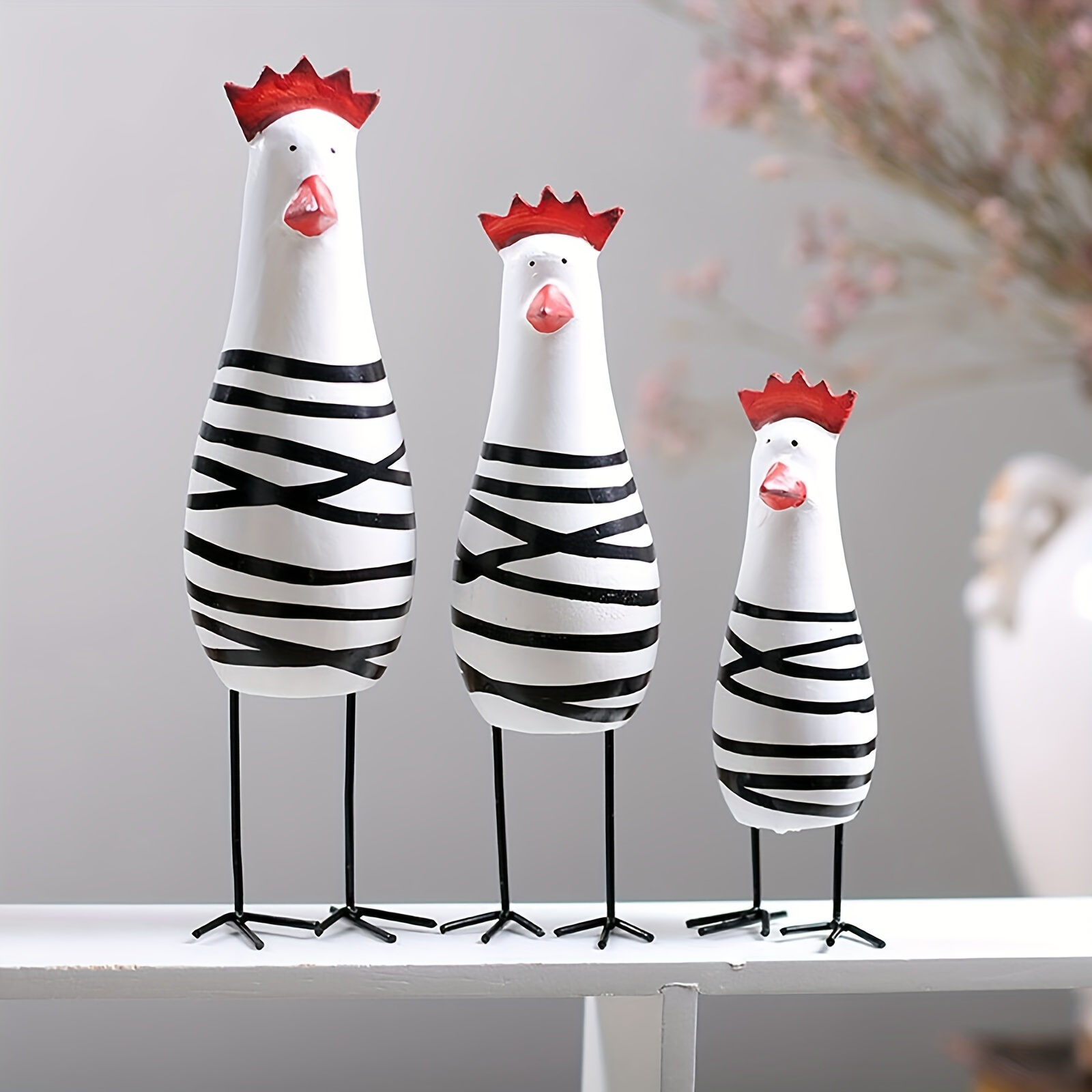 3pcs / Set Figurita Pollo Madera Decoración Gallo Madera - Temu