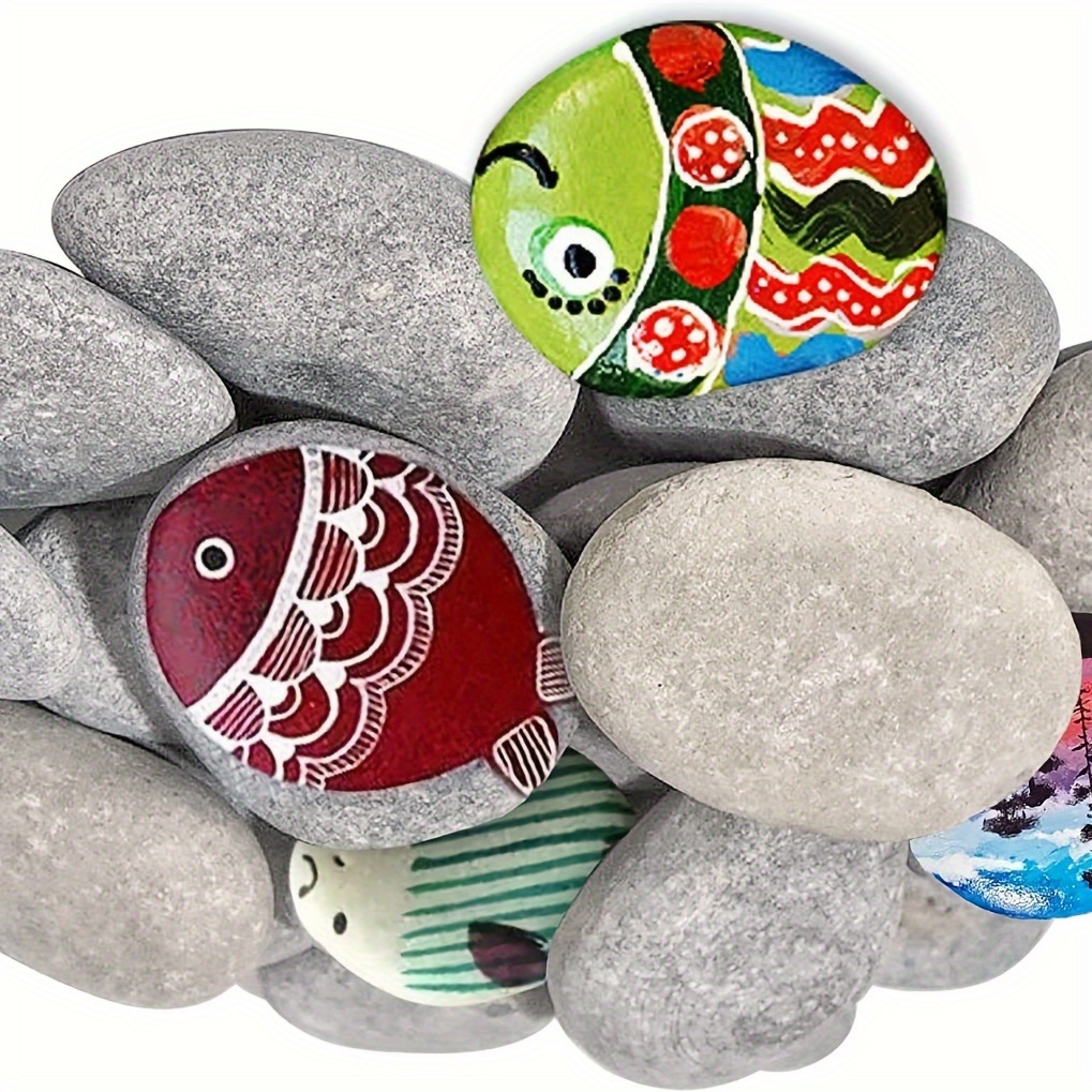 28 Pcs River Rocks for Painting 6 Pounds 2-3inches Naturally Big Rocks to Paint  Flat Craft Painting Rocks & 12Pcs Paint Brushes Kindness Stones for  Christmas DIY Gifts Art Crafts Decor