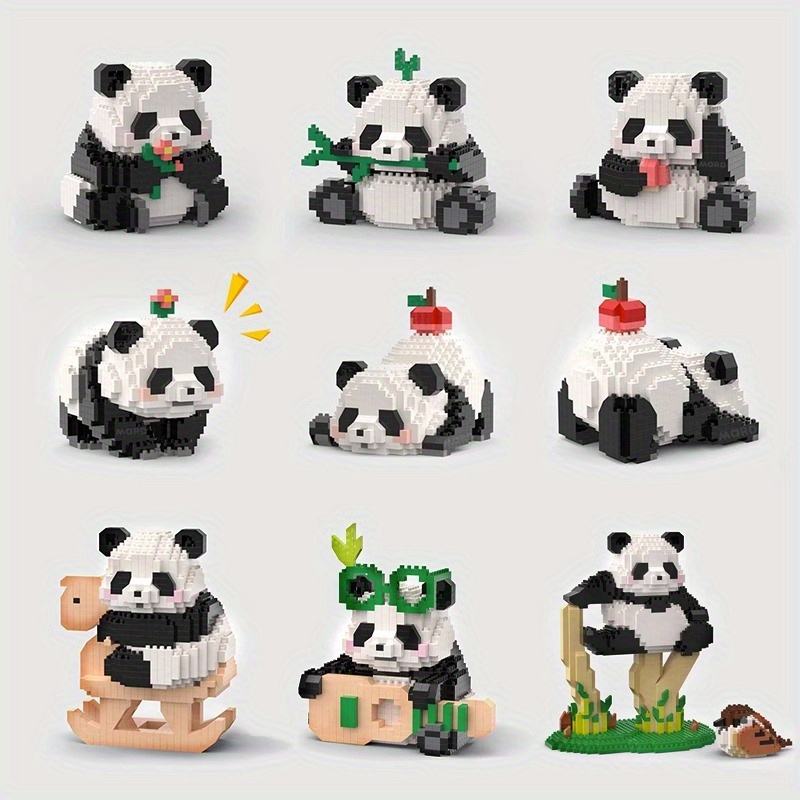 Cute Panda Building Blocks: Creative Series Assembled - Temu