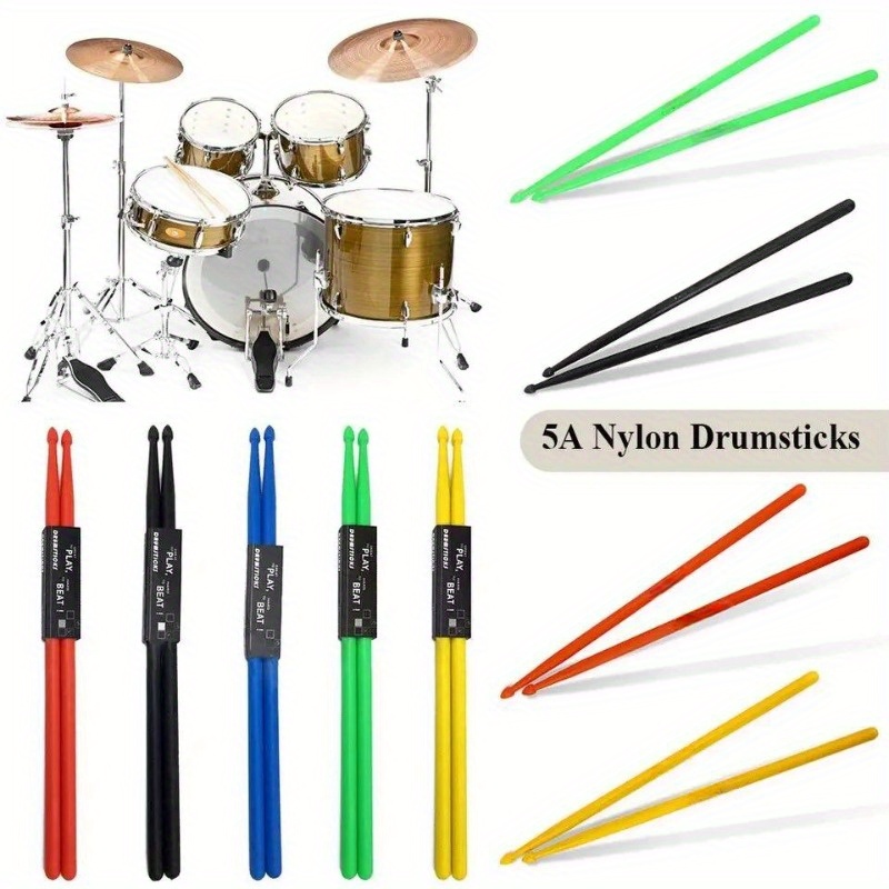 Nylon Stick One Pair 5A Drumsticks Nylon Tips Drum Sticks Blue